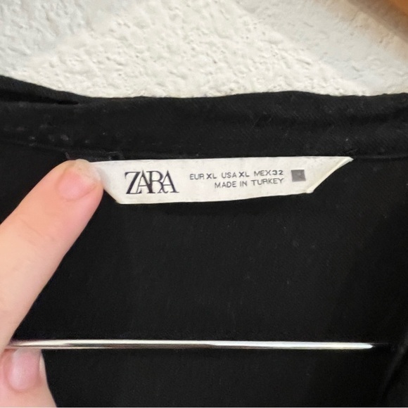 Zara black textured tiered mini dress with bow detail size X-Large - Picture 7 of 12